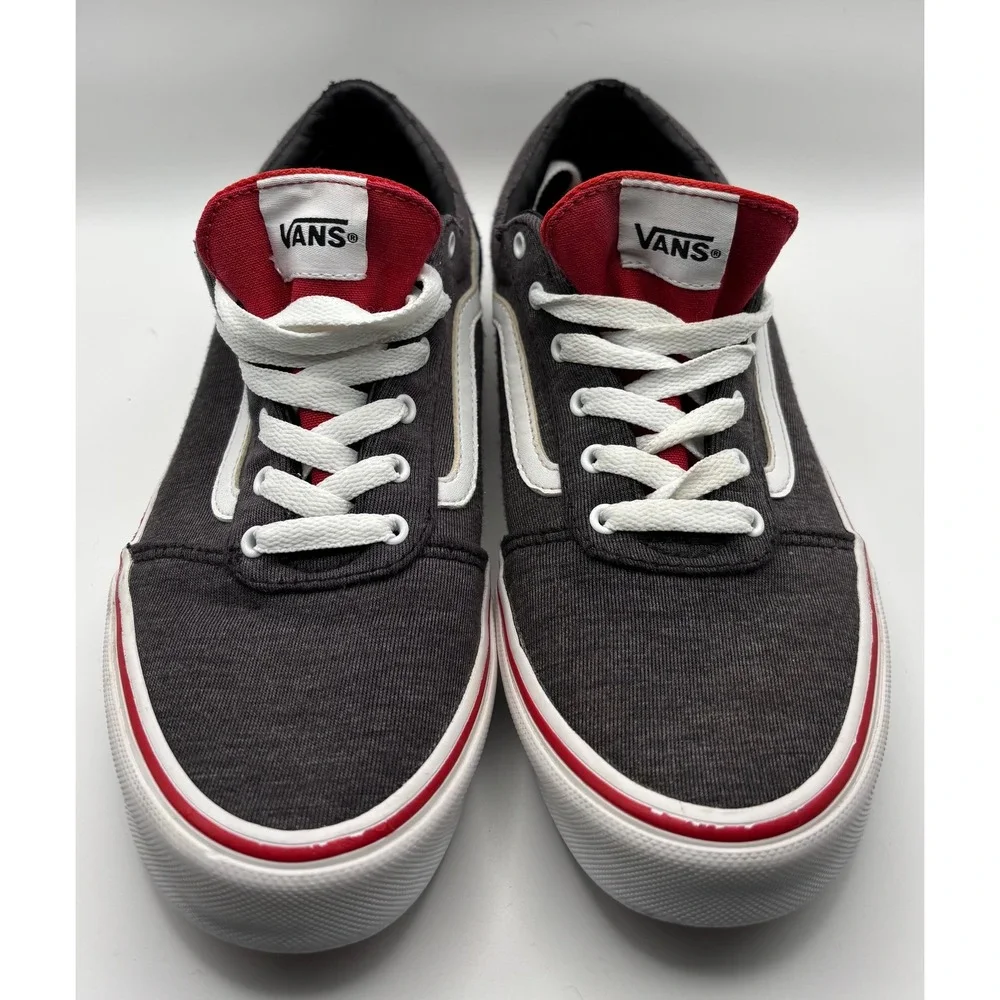 Vans Ward Low Top Sneakers Youth 6.5 Grey Red White Jersey Skate Shoes